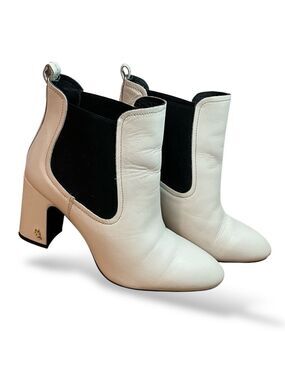 KURT GEIGER London Genuine Leather Heeled Cream Raylan Ankle Boot US Sz 9.5